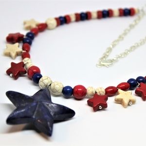 Red, white and blue star necklace